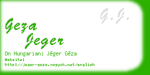 geza jeger business card